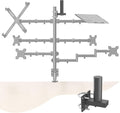 No Drill Monitor Arm Wall Mount - Clamp-on Adjustable Desk Mount for Round & Square Tubes, VESA Compatible Computer Screen Mounting Bracket for Office, Study, Hospital, Bedroom