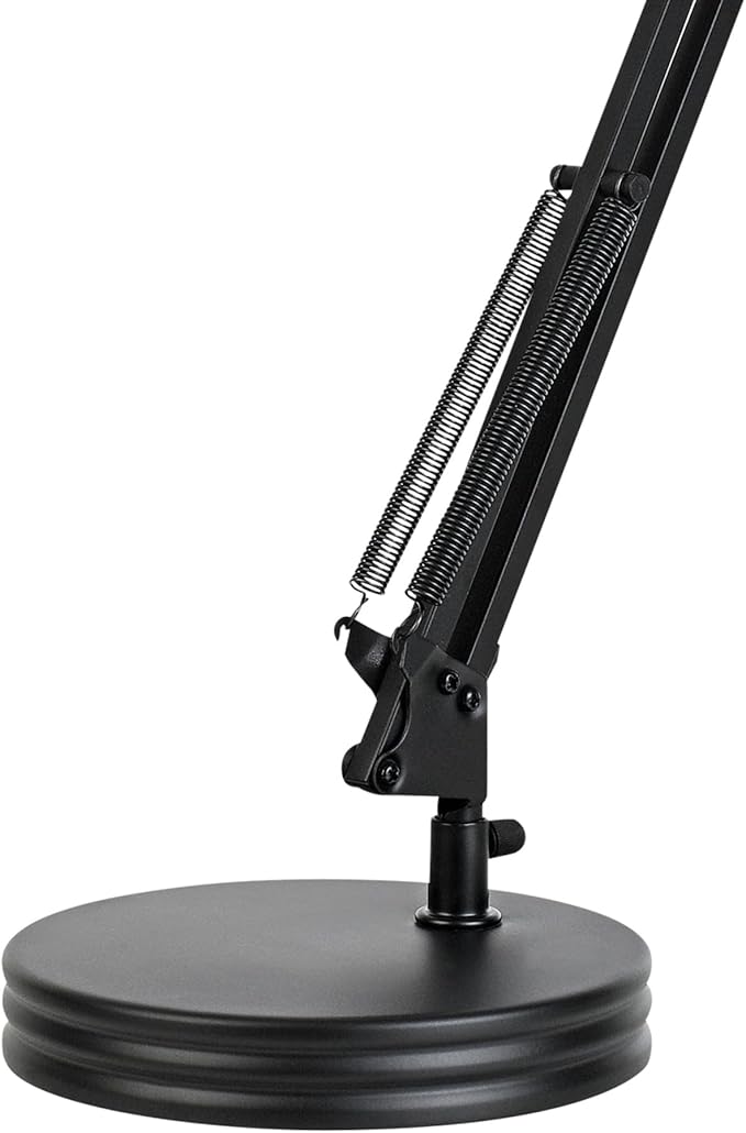 Globe Electric 5698601 28" Heavy Base Top Moving Spring Balanced Swing Arm Desk Lamp, Black, On/Off Rotary Switch on Shade, Office Decor, Reading Light, Home Essentials, Room Lighting
