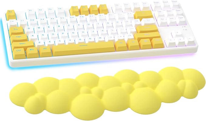 Gaming Keyboard Wrist Rest Pad,Memory Foam Keyboard Palm Rest, Ergonomic Hand Rest,Wrist Rest for Computer Keyboard,Laptop,Mac,Lightweight for Easy Typing Pain Relief (Yellow)