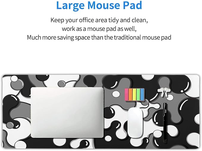 aportt Black White Grey Mouse Pad XL Anime Cool Geometric Japanese Extended Desk Mat 80X30cm Non-Slip Rubber Base Stitched Edge Large Mousepad for Desk Gaming Laptop Desktop,31.5×11.8 Inch