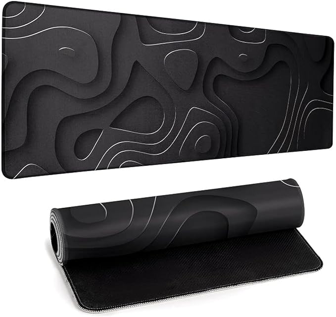 Large Anime Gaming Mouse Pad Black Solid Geometry Desk Pad Computer Keyboard Mat Non-Slip Rubber Base Office Decor Waterproof Mouse Mat