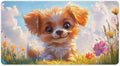 Large Ergonomic Gaming Mouse Pad Charming Fluffy Dog in Bright Meadow - Cute Pet Theme with Non-Slip Base Water-Resistant Surface and Stitched Edges 40X75cm