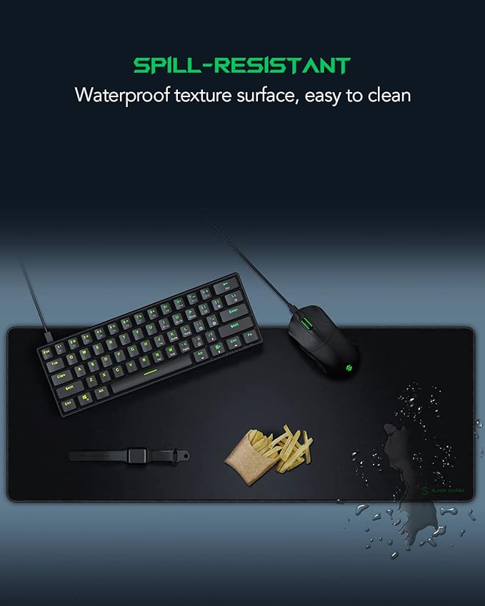 Black Shark Gaming Mouse Pad Desk Mat (31.5” x 11.8” x 0.15”) Mousepad with Superfine Fiber Surface Smooth, Non-Slip Rubber Base, Office Decor for Gamers, Office, Desk Pad Manta P2