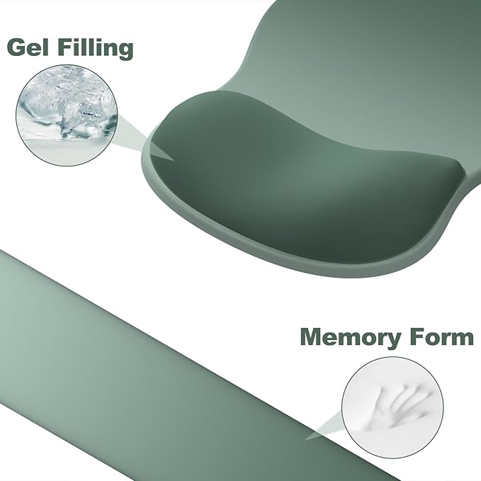 Ergonomic Mouse Pad with Wrist Rest and Keyboard Wrist Rest, Gel Mousepad and Wrist Rest for Computer Keyboard, Non-Slip PU Base, Mouse Pad with Wrist Support for Gaming, Sage Green