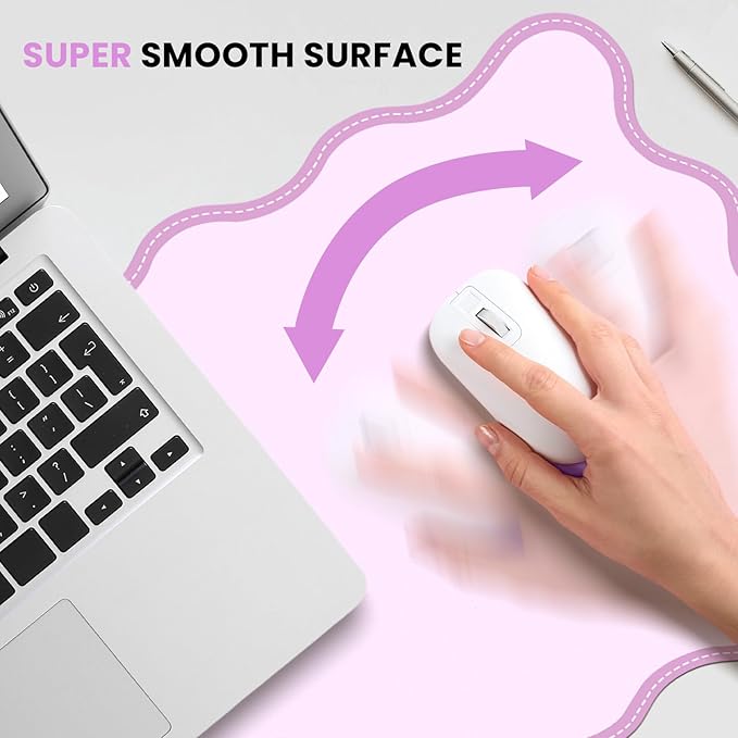 Leather Desk Mat, XXL Large 31.4x15.7in Scalloped Gaming Mouse pad，Non-Slip Rubber Base Keyboard Pad Mousepad for Laptop Computer Game Home Office，Waterproof and Oilproof Desktop Mat I Pink