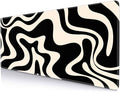 IMAYONDIA Black White Swirl DeskMat, Abstract Ink Liquid Waves Extended Gaming Mouse Pad Large, Retro Abstract Pattern Big Mouse Pad, Long Computer Keyboard Mouse Mat for Home Office Work 31.5x11.8