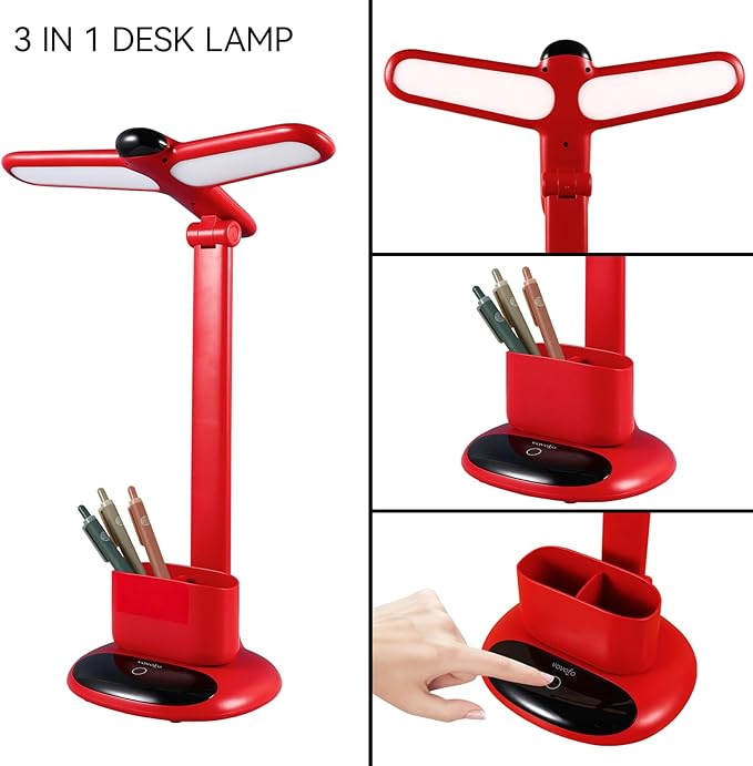 VAVOFO Wireless LED Desk Lamp 6785-Touch Control, 2700-7000K Adjustable Color Temperature, 700 Lumens, Dual-Head Design, Pen Holder, USB-C Charging, 2400mAh Battery, 2.5hrs Wireless Use
