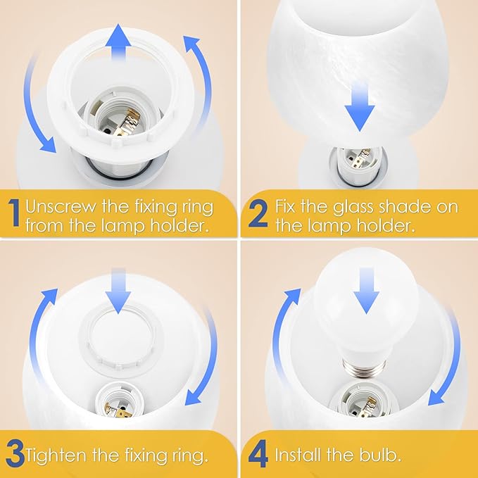 Soilsiu Bedside Table Lamp - Touch Small Lamp for Bedroom Nightstand, 3-Way Dimmable, White Opal Glass Shade, Warm LED Bulb Included