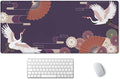 SSOIU Vintage Japanese Style Crane Birds Desk Mat, Purple, 35.5" x 15.7"