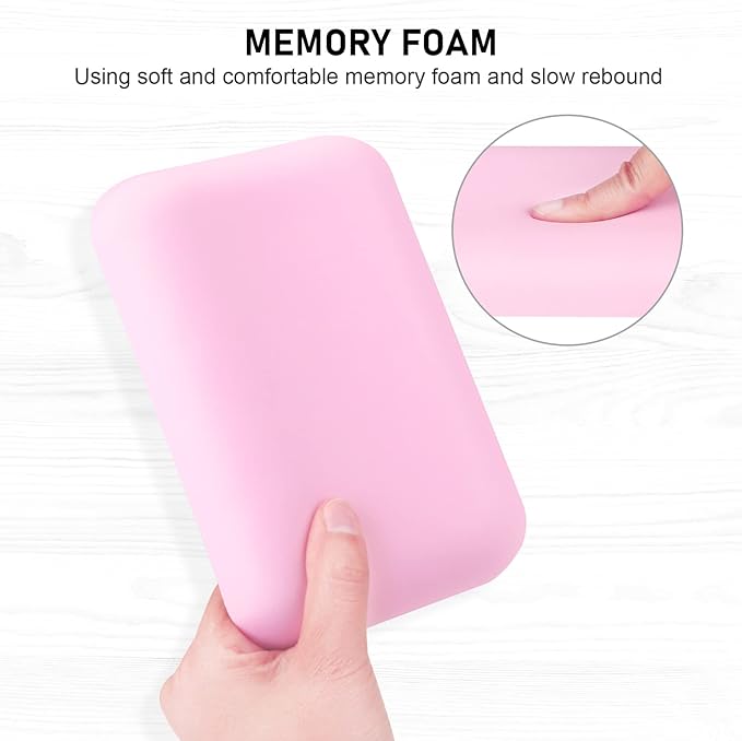 Leolee Elbow Rest Pads for Desk, Pink Ergonomic Wrist Rest Pad Arm Rest Pads with Memory Foam & Non-Slip Base, Armrest Cushion Support Pad Relieve Elbow and Wrist Pain for Computer, Office, 2 Packs