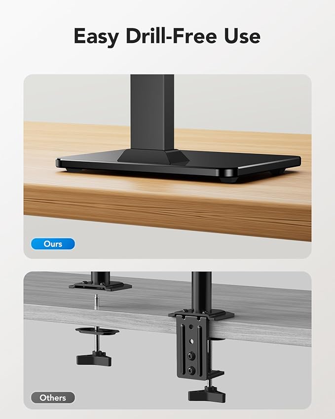 HUANUO Monitor Stand, Freestanding VESA Mount for 13 to 34 Inch Screens, Holds up to 44lbs, 5 Height Options, Swivel Desk Stand Riser With 360 Rotation, VESA 75x75mm/100x100mm