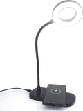 Newhouse Lighting Zlata Painted Black Plastic Tap or Touch Switch Dimmable and Adjustable Color Temperature Office Desk Lamp with 21 LEDs and USB Port, Wireless Charging