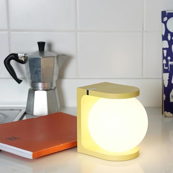 Wireless Charging Table Lamp with Flat Top Surface, Modern Design (Yellow)