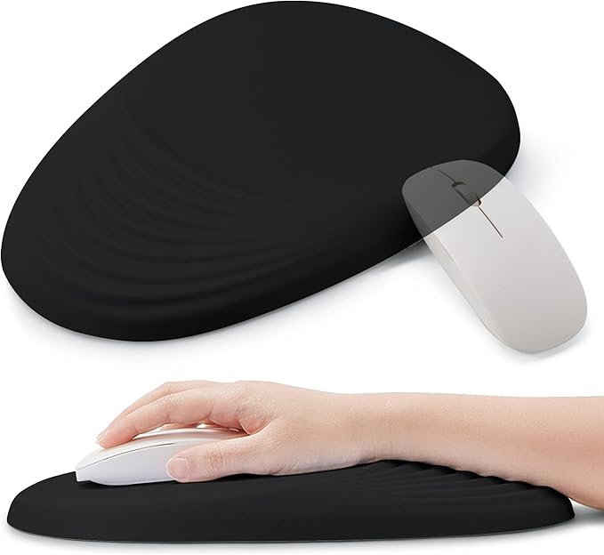 Ergonomic Mouse Pad with Wrist Support, Memory Foam Wrist Rest for Pain Relief & Carpal Tunnel, Non-Slip Base for Office, Computer, PC, Laptop (12x8x1.2inch, Black)