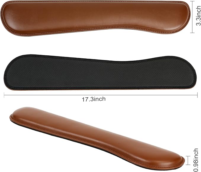 RICHEN Ergonomic PU Leather Keyboard Wrist Rest and Mouse Pad with Wrist Support, Memory Foam Set for Computer/Laptop,Gaming and Office, Comfortable for Easy Typing (PU Brown)