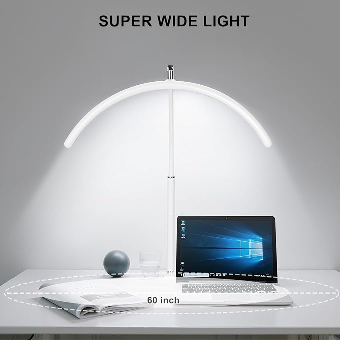 Professional Half Moon LED Desk Light for Nail Techs & Artists – Flexible Gooseneck Lamp with Clamp, 3 Color Modes & 5 Brightness Levels for Manicure, Tattoo, Beauty Work