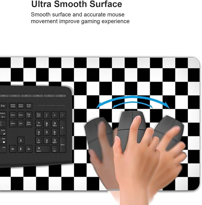 Black and White Checkered Mouse Pad Gaming XL Large Mousepad Desk Mat Long Extended Big Keyboard Pads Table Accessories for Gaming and Office Pc Laptop Computer 31.5 X 11.8 Inch