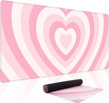 Baziabbo Pink Desk Mat,XXL Extended Large Mouse Pad,Gaming Mousepad with Stitched Edge,Non-Slip Rubber Base Keyboard Desk Pad for Home Office Study Game (Pink Heart)