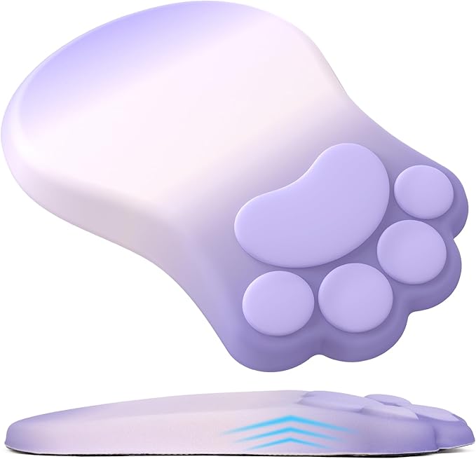 L-SPOUTTO Ergonomic Mouse Pad with Wrist Rest,Cute Cat Paw Mousepad Wrist Support,Comfortable Massage Design Computer Pain Relief Mouse Pad with Non-Slip PU Base for Desk Laptop Gaming,Gradient Purple