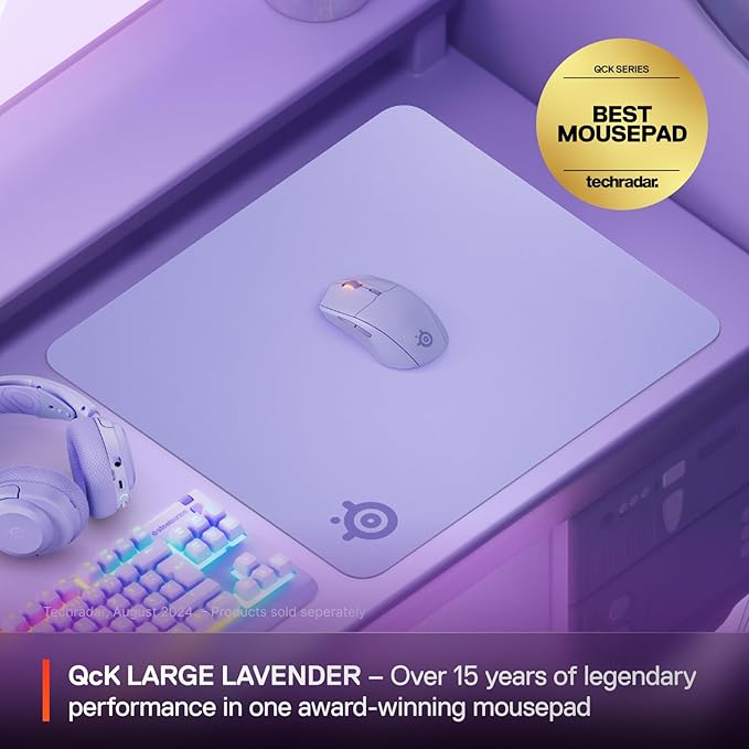 SteelSeries QcK Cloth Gaming Mouse Pad - Exclusive Micro-Woven Surface - Optimized for Gaming Sensors - Maximum Control - Size L - Lavender