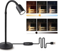 DAMI Small Desk Lamp with Flexible Gooseneck, USB Reading Light Nightstand with 3 Color Temperatures, Dimmable Eye-Caring Bedside Table Lamp for Home Office Bedroom Dorm RV - Black
