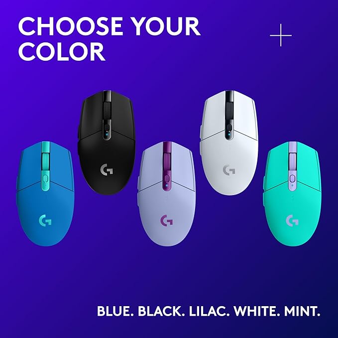 Logitech G305 Lightspeed Wireless Gaming Mouse, Hero Sensor, 12,000 DPI, Lightweight, 6 Programmable Buttons, 250h Battery, On-Board Memory, Compatible with PC, Mac - Blue