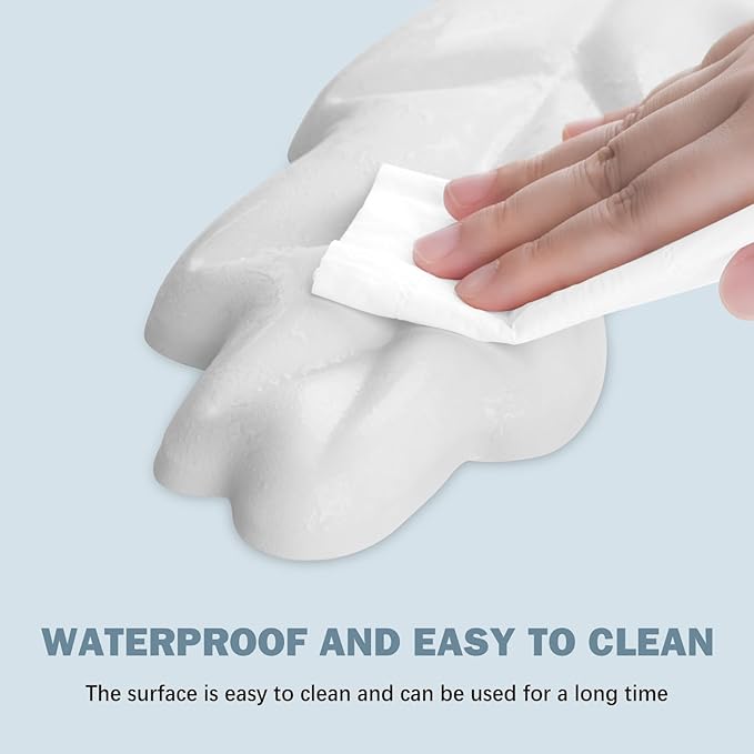 Keyboard Wrist Rest Pad Set, Leaf Shape PU Leather Memory Foam Wrist Cushion Support,Mouse Wrist Rest Pad,Non-Slip Wrist Support for Easy Typing, White Leaf