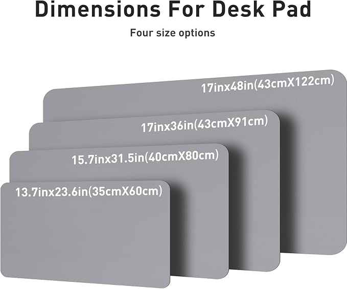 Aothia Leather Desk Pad Protector, Mouse Pad, Office Desk Mat, Non-Slip PU Leather Desk Blotter, Laptop Desk Pad, Waterproof Desk Writing Pad for Office and Home (48"x17", Light Grey)