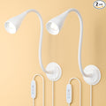 Wall Mounted Reading Light, Wall Light for Book at Night in Bed,Bedside,Headboard,Desk, Eye Care LED, Plug in USB Powered,5 Color & Brightness Dimmable, Flexible Gosseneck, 2 Pack