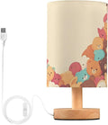 Bear LED Table Lamp, Bedside Lamp with Linen Lampshade, Flicker-Free Eye Care USB Plug in Nightstand Lamp, for Bedroom and Office