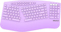 MEETION Ergonomic Keyboard Wireless, Multi-Device Bluetooth Keyboard, Full-Sized Rechargeable Split Computer Keyboards, Wrist Rest for Natural Typing, for Windows/Mac/Laptop/Table/PC, Purple