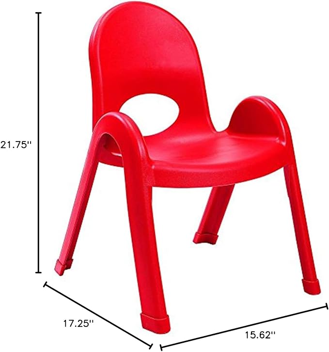 Angeles Value Stack 11" Child Chair, Candy Apple Red, 4 Pack, Stackable Ergonomic Seating Solution for Classrooms and Homeschools