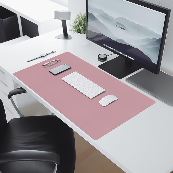 Non-Slip Desk Pad Mat, Leather Desk Mat for Desktop, Large Purple Mouse Pad, Waterproof Computer Mouse Mat Desktop Protector for Office/Home, 31.5" x 15.7"