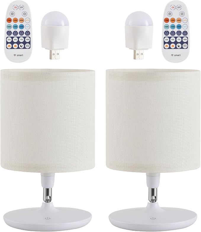 Table Lamps Set of 2 with USB C+A Ports, Table Lamp for Living Room Bedroom, Bedside Lamps for Nightstand with 2 Dimmable LED Bulbs Included