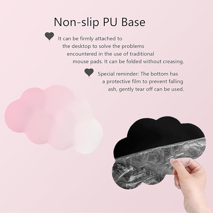 Cloud Mouse Pad Keyboard Wrist Rest for Mouse 4PCS Mini Small Desk Mat Pad Set Memory Foam Non-Slip Cute Ergonomic Gaming Mouse Wrist Support for Computer Home Office Gradient Pink