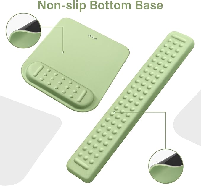 MOSISO Computer Keyboard Stand&Wrist Rest Support for Keyboard &Mouse Pad Set, Ergonomic Massage Wrist Rest Set, Easy Typing Working Acrylic Clear Stand for Office Home, Sage Green