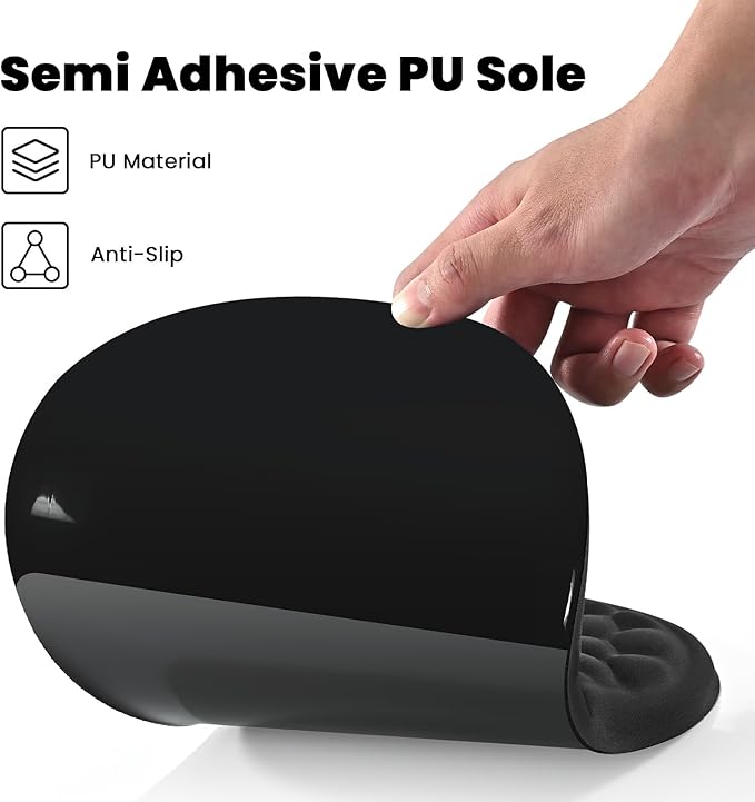 EooCoo Ergonomic Mouse Pad with Wrist Rest, Massage Design Large Mousepad with Memory Foam Wrist Rest and Non-Slip PU Base, Dual-Slope Design for Carpal Tunnel Syndrome, Office Desk Accessories