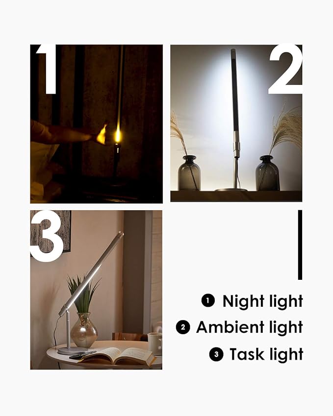Allocacoc LED Desk Lamp, Table Lamp LightStrip, 360 Degree, Touch Control, Slide, Swipe to Adjust Brightness, Light Saber, Modular, Link to Extend, USB-C, Modern, Fun, Home, Office, Bedroom (Cold)