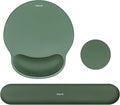 MOSISO Wrist Rest Support for Mouse Pad&Keyboard Set, Circle Curved Ergonomic Mousepad&Coaster Non-Slip Base Home/Office Wrist Support&Easy Typing Pad with Soft Cloth&Silicone Lining, Midnight Green
