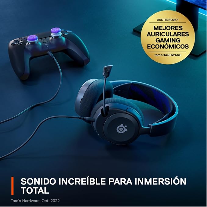 SteelSeries New Arctis Nova 1P Multi-System Gaming wired Headset — Hi-Fi Drivers — 360° Spatial Audio — Comfort Design — Durable — Lightweight—Noise-Cancelling Mic — PS5/PS4, PC, Xbox, Switch - Black