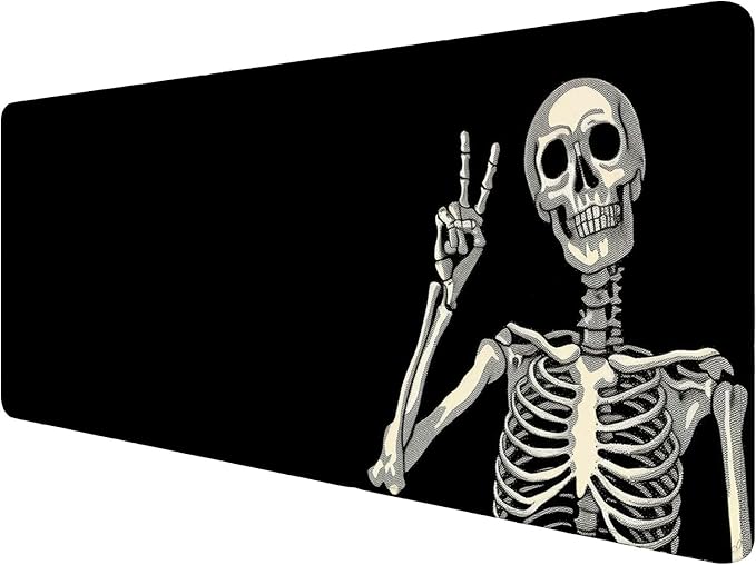 Skull Skeleton Desk Pad Mouse Pad Funny Black Halloween Mousepad XL Large Gaming Mouse Pad Laptop Keyboard Mat Desk Pad 31.5"x11.8" Office Home Decor for Women Girl