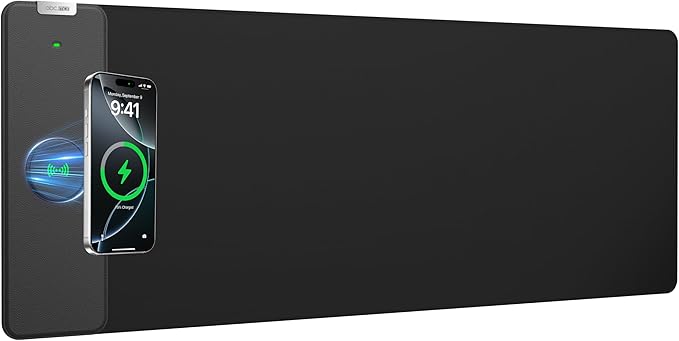 2-in-1 Mouse Pad with Magnetic Wireless Charging, Gaming Mouse Pad, 31.5"x11.8" Large Desk Mat for Laptop/Keyboard, Waterproof Smooth Surface, Non-Slip Base, No Adapter