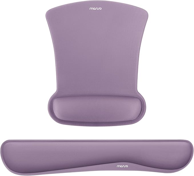 MOSISO Wrist Rest Support for Mouse Pad & Keyboard Set, Ergonomic Mousepad Non-Slip Base Home/Office Easy Typing Cushion with Neoprene Cloth & Raised Memory Foam, Ultra Violet