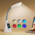 LED Desk Lamp with Touch Control and 360 Degree Gooseneck 9 Lighting Modes with 5 RGB Colors for Home Office Reading Light (White)