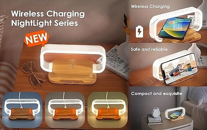 Bedside Table Lamp Wireless Charger, Touch Nightstand Lamp with USB Port Desk Lamp with Modern LED Light Dimmable for Bedroom, Living Room, Office, 3 Way Touch Control Stepless Dimming