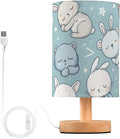 Animals LED Table Lamp, Bedside Lamp with Linen Lampshade, Flicker-Free Eye Care USB Plug in Nightstand Lamp, for Bedroom and Office