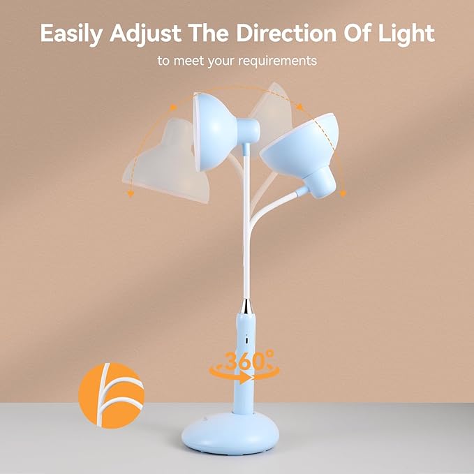 VAVOFO Wireless LED Desk Lamp with Touch Control - Adjustable 2700-7000K Color Temperature, 700LM Brightness, 360° Flexible Gooseneck, USB-C Charging, 2.5hrs Cordless Use (Blue)