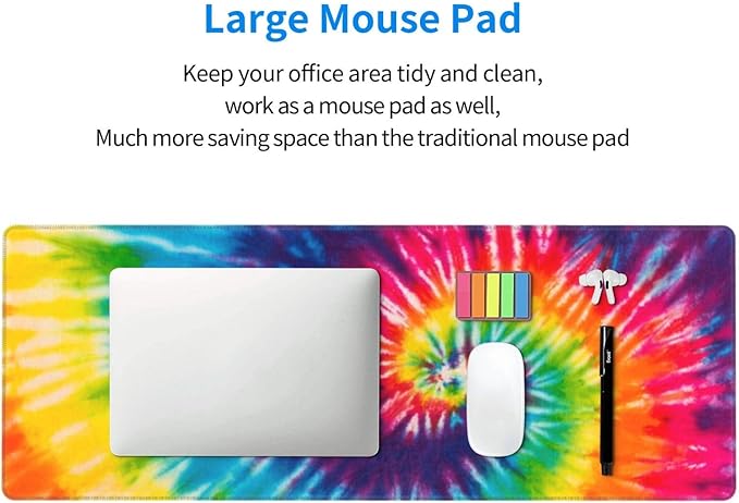 Cool Tie Dye Art Mouse Pad Extended Large Gaming Mousepad XL Big Long Oversized Desk Mat Stitched Edges 31.5 X 11.8 Inch for Home Office