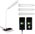 OttLite Power-Up LED Desk Lamp with Wireless Qi Charging & USB Charging Port, with ClearSun LED Technology - Flexible Neck, 3 Brightness Settings, Reduces Eyestrain - Task Lamp for Office & Dorms