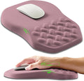 Ergonomic Slope Mouse Pad Wrist Support, Wrist Rest Mousepad for Carpal Tunnel with Massage Bulge and Slow Rebound Memory Foam (12x8 inch, Dark Pink)